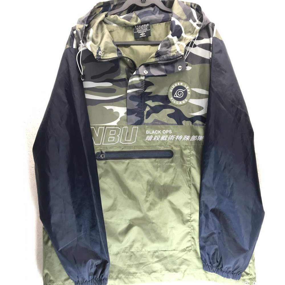 Box Lunch Kakashi Anbu Black Ops Naruto Anorak Jacket Mens 2XL Green Quarter-Zip